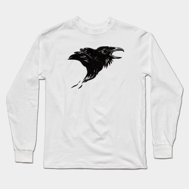 Raven Black Long Sleeve T-Shirt by ThunderboltFire